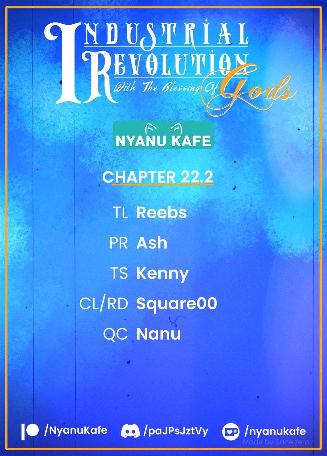 Revolution in production with the blessings of the gods – While living a leisurely, slow life in a corner of another world, somehow a diverse group of people gathered to form the strongest nation… Chapter 22.2 - Page 1